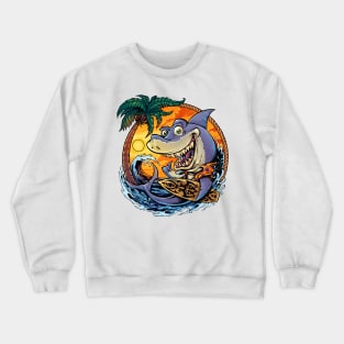 Shark with Surfboard Crewneck Sweatshirt